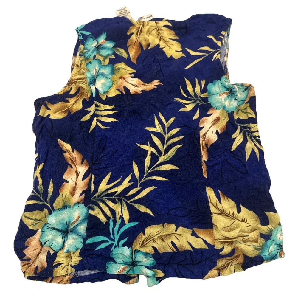 White Stag‎ Brand Sleeveless Blue Tropical Floral Top